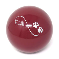 Tierurne in Kugelform mit einem Endlose Liebe Symbol bemalt Purpurrot