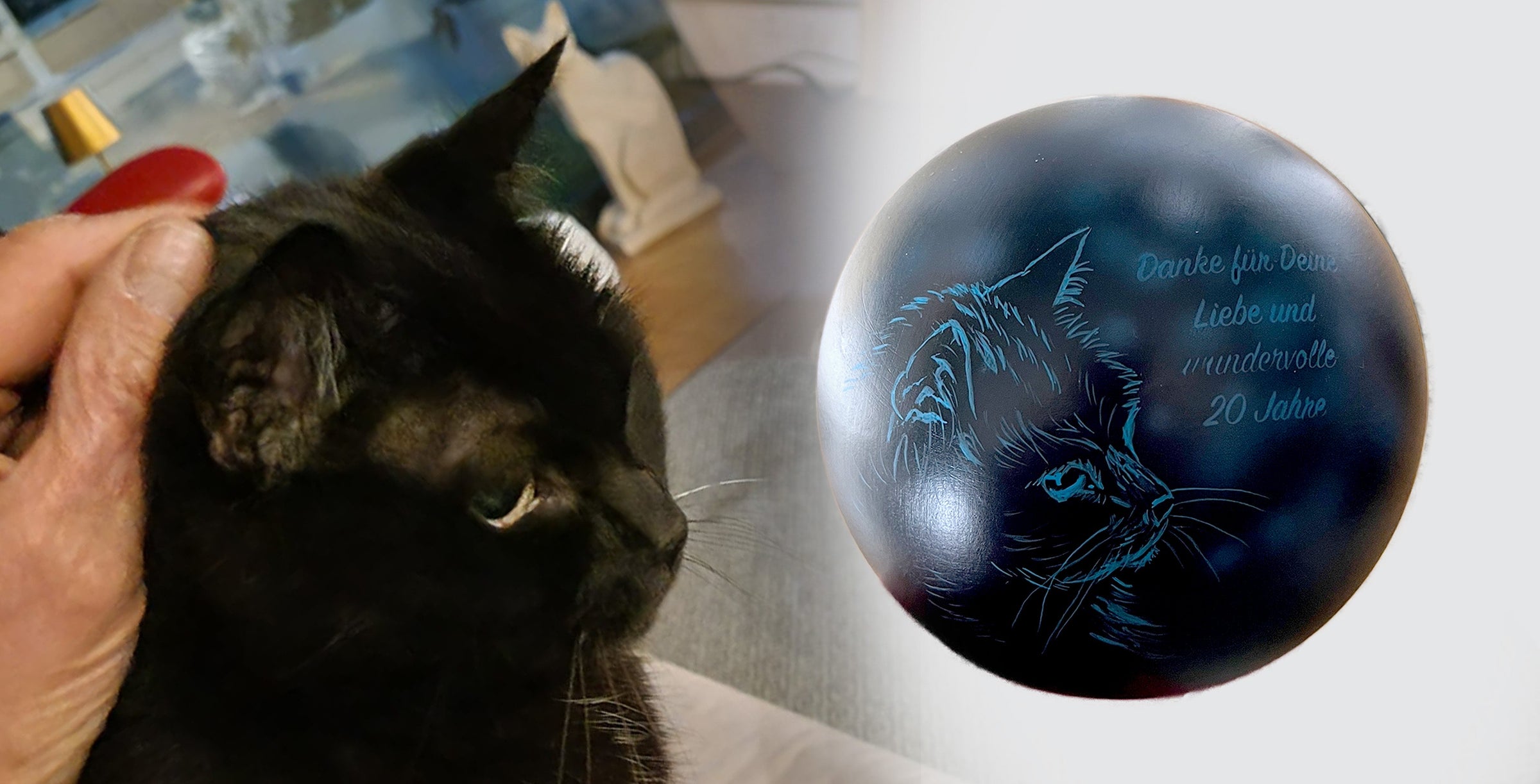Katzenurne Lichterkatze mit Silhouette Ihrer Katze