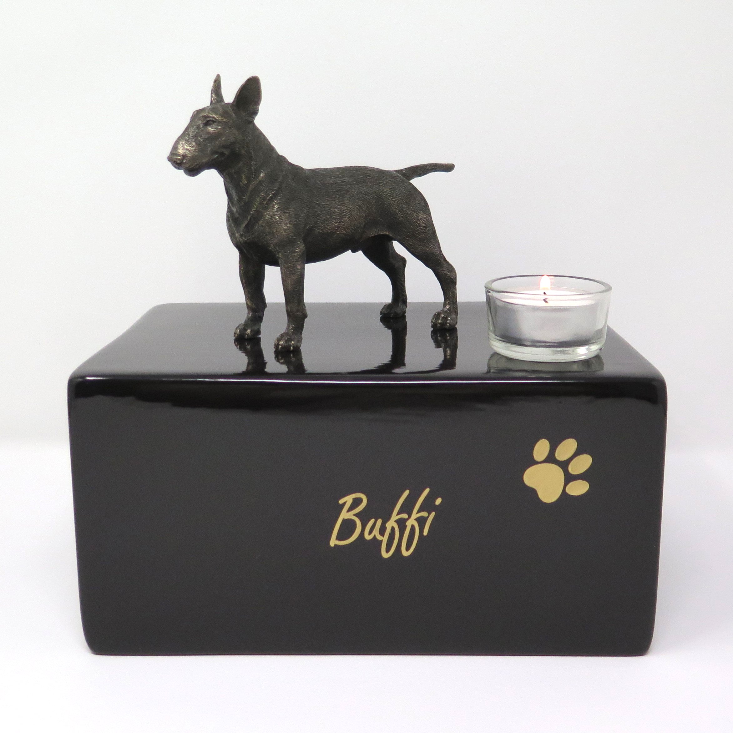 Bullterrier Urne Designurne mit Teelicht