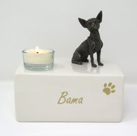 Chihuahua Urne Designurne mit Teelicht