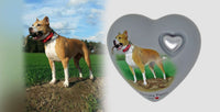 Tierurne in Herzform mit Portrait nach Fotovorlage