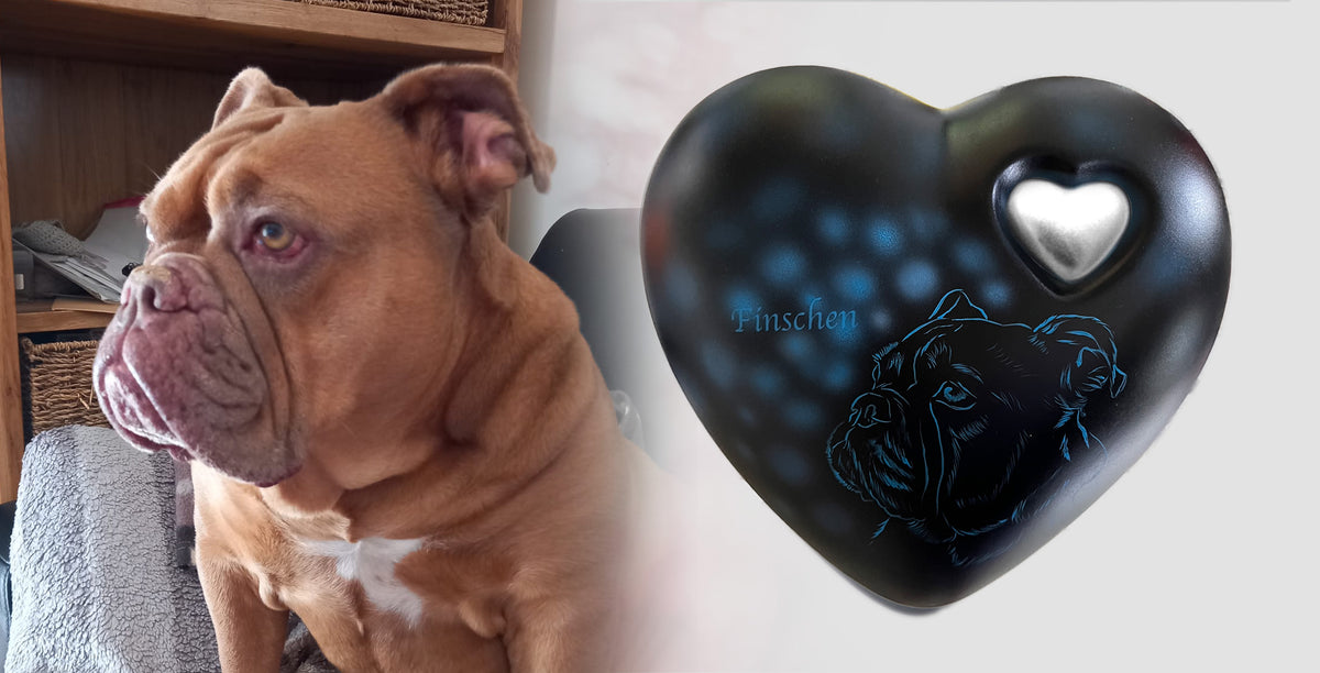 Hundeurne Lichterhund mit Ihrem Hund in Herzform