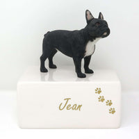 Schwarze Französische Bulldogge auf Urne