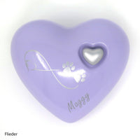 Tierurne in Herzform Flieder mit Endlose Liebe Symbol