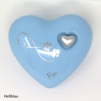 Tierurne in Herzform Hellblau mit Endlose Liebe Symbol