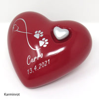 Tierurne in Herzform Rot mit Endlose Liebe Symbol
