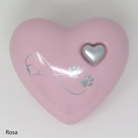 Tierurne in Herzform Rosa mit Endlose Liebe Symbol