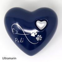 Tierurne in Herzform Ultramarin mit Endlose Liebe Symbol