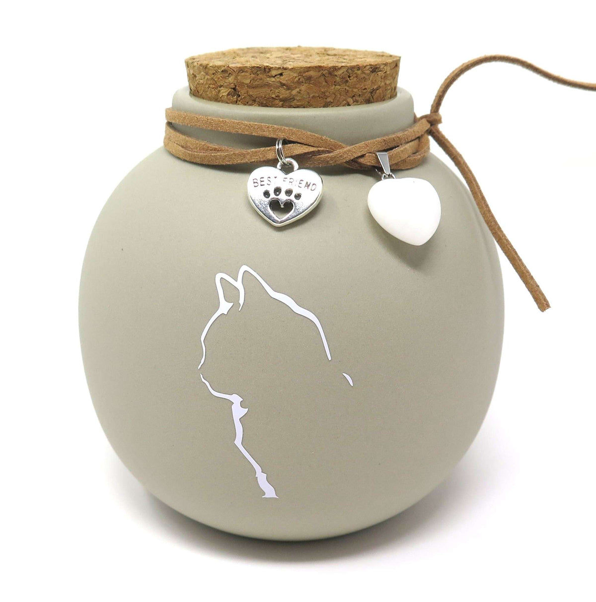 Katzenurne in Vasenform mit Anhängern und Katzensilhouette