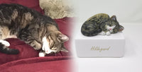 3d Katze nach Foto bemalt auf weißer Urne