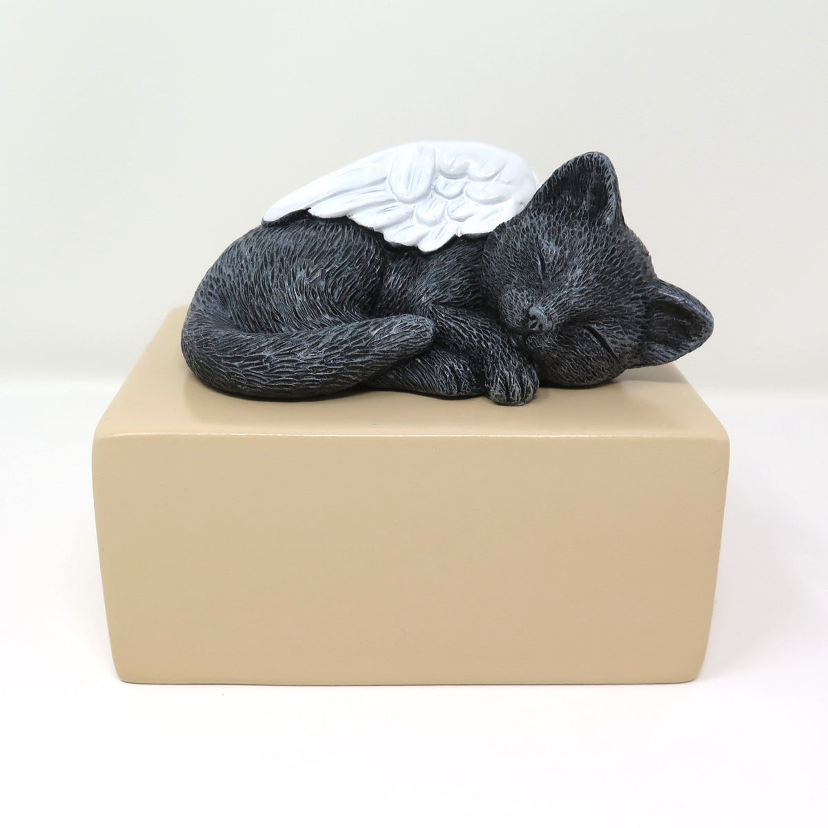 3D Katze ach Foto bemalt auf eierschalfarbener Urne