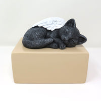 3D Katze ach Foto bemalt auf eierschalfarbener Urne