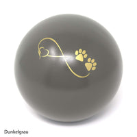 Tierurne in Kugelform mit einem Endlose Liebe Symbol bemalt Dunkelgrau