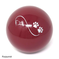 Tierurne in Kugelform mit einem Endlose Liebe Symbol bemalt Purpurrot