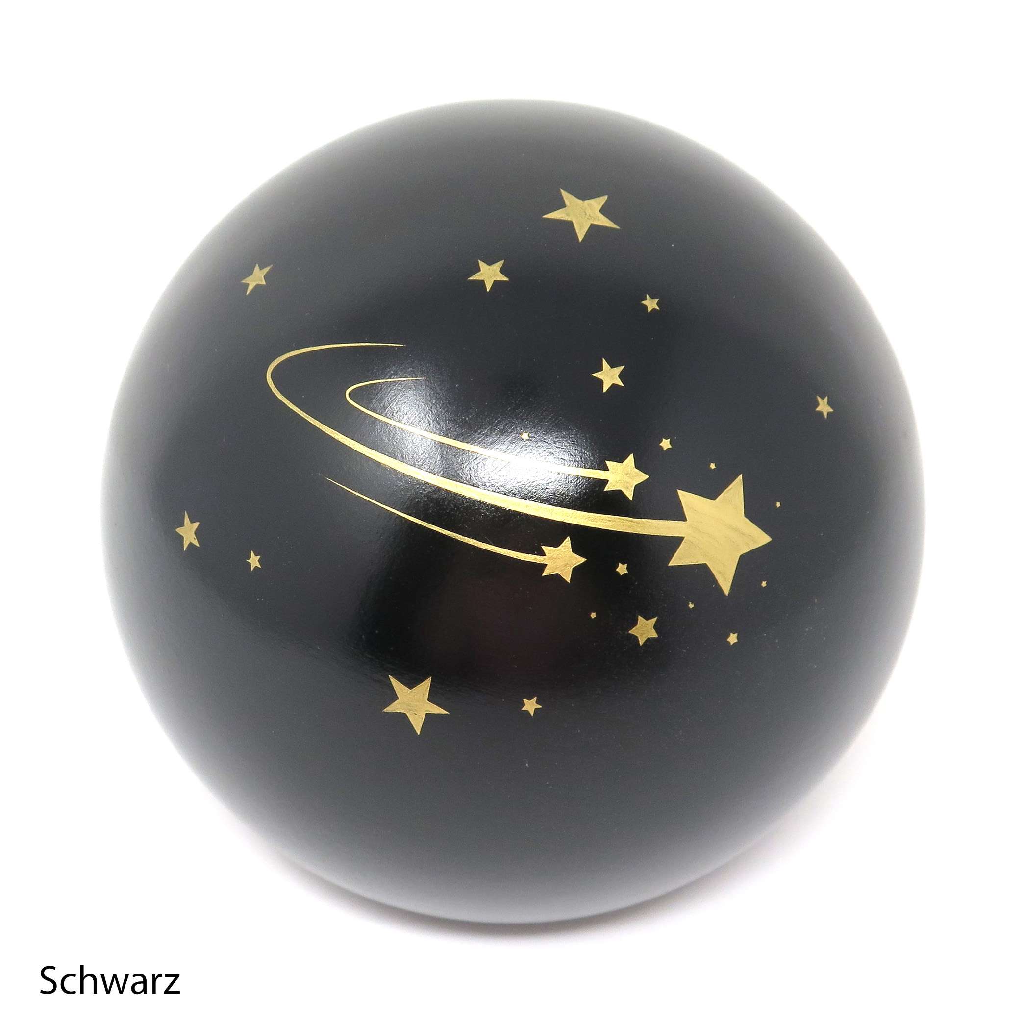 Tierurne in Kugelform mit einer Sternschnuppe und Sternen bemalt Schwarz