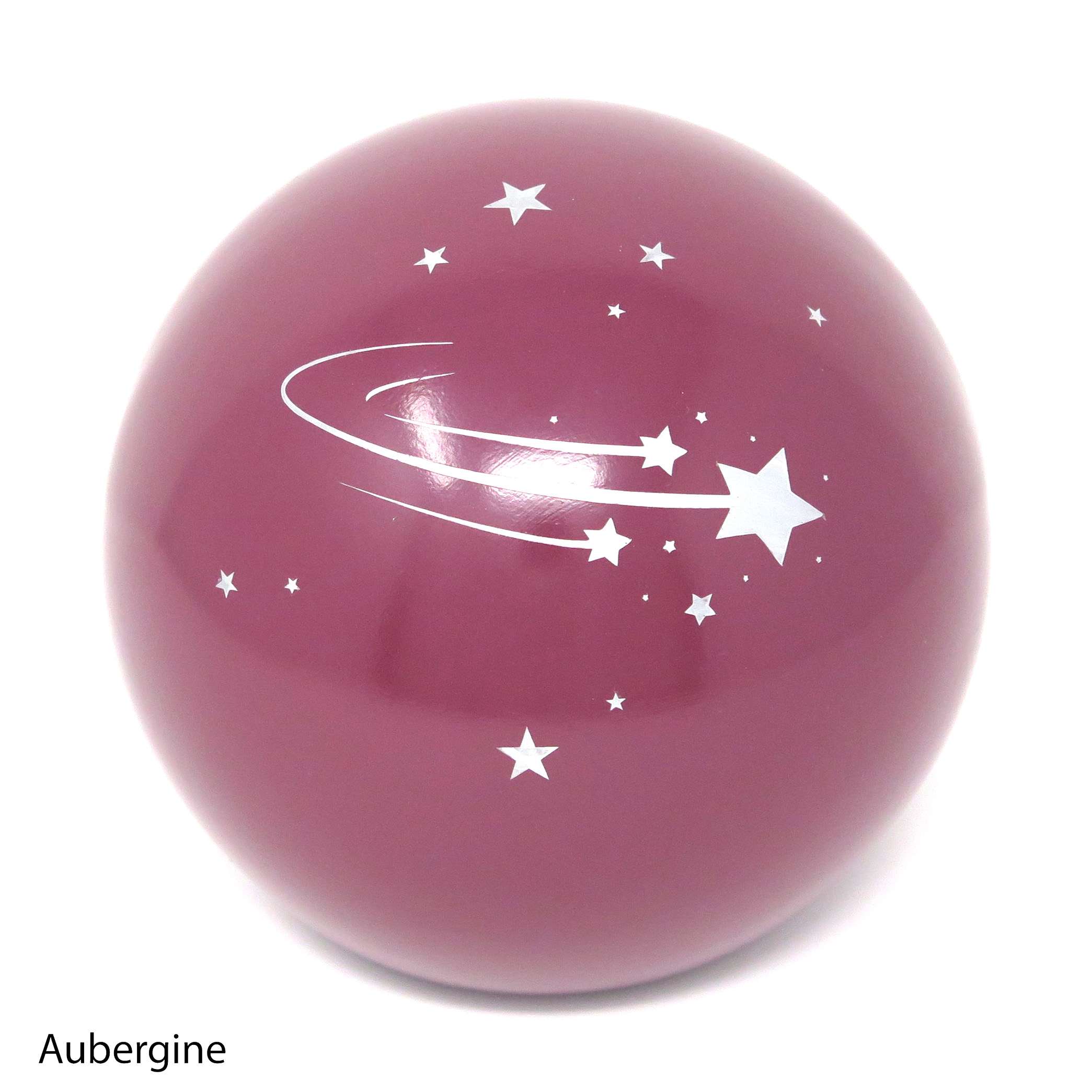 Tierurne in Kugelform mit einer Sternschnuppe und Sternen bemalt Aubergine