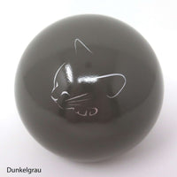 Katzenurne in Kugelform mit schlafender Katze Dunkelgrau