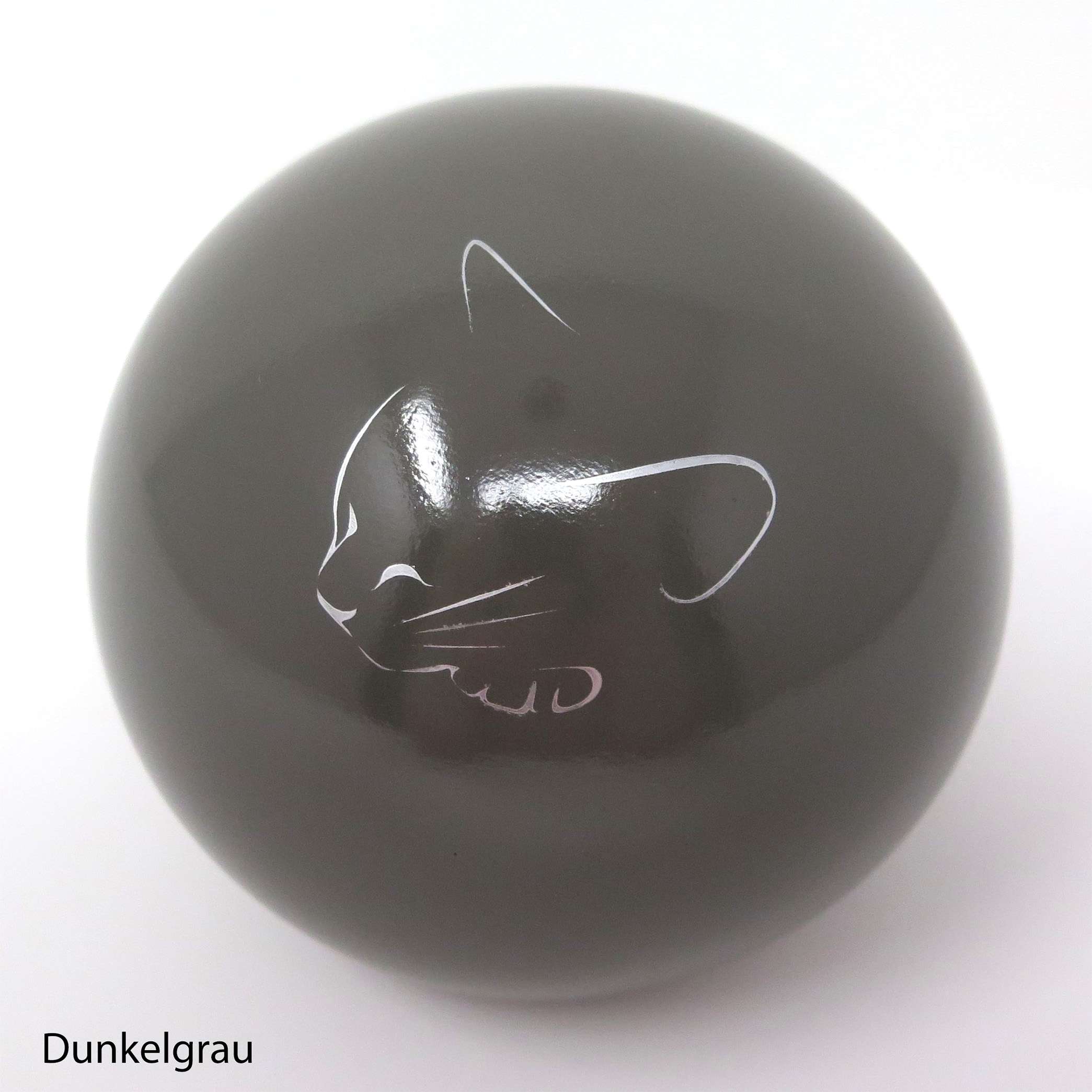 Katzenurne in Kugelform mit schlafender Katze Dunkelgrau