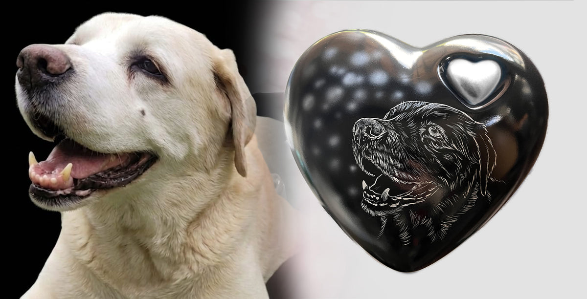 Hundeurne Lichterhund mit Ihrem Hund in Herzform
