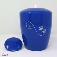 Tierurne mit Teelichteinsatz Cyan mit Endlose Liebe Symbol