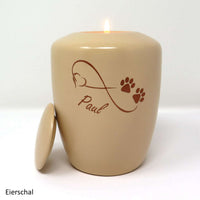 Tierurne mit Teelichteinsatz Eierschal mit Endlose Liebe Symbol