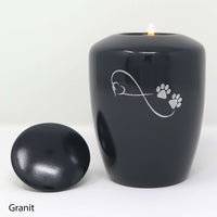 Tierurne mit Teelichteinsatz Granit mit Endlose Liebe Symbol
