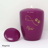 Tierurne mit Teelichteinsatz Magenta mit Endlose Liebe Symbol