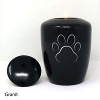 Tierurne mit Teelichteinsatz Granit mit Pfote