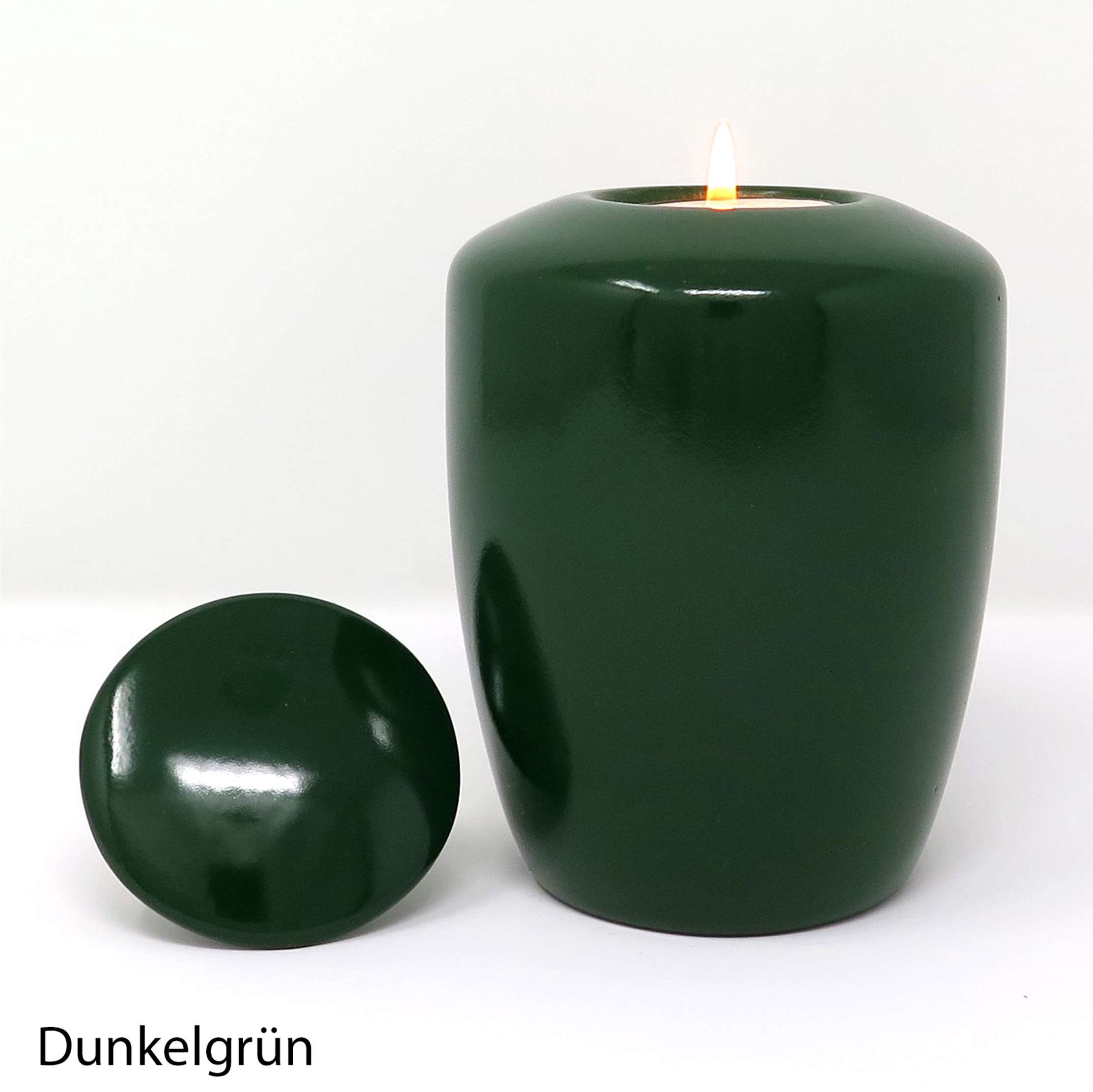 Tierurne mit Teelichteinsatz Dunkelgrün